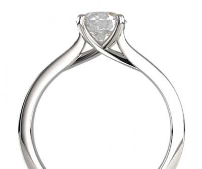 cross over claw set diamond engagement ring