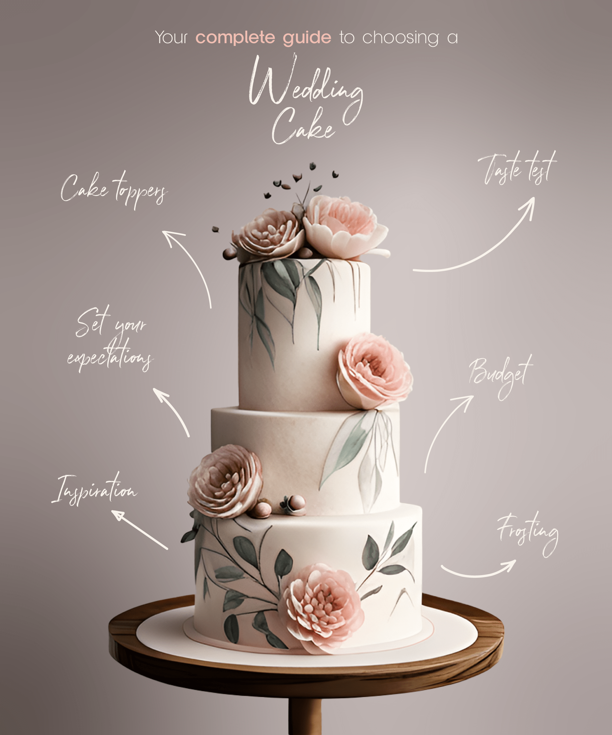 White and Gold Engagement Party Cake with Pink Flowers