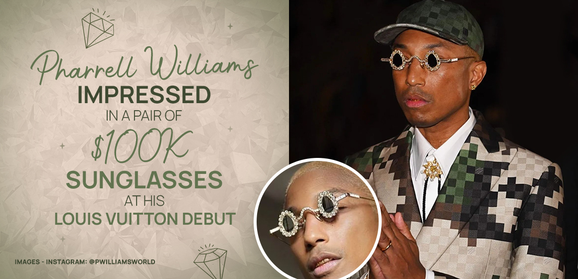 Pharrell Williams Shines in Custom Tiffany & Co. Sunglasses at his Louis  Vuitton Debut